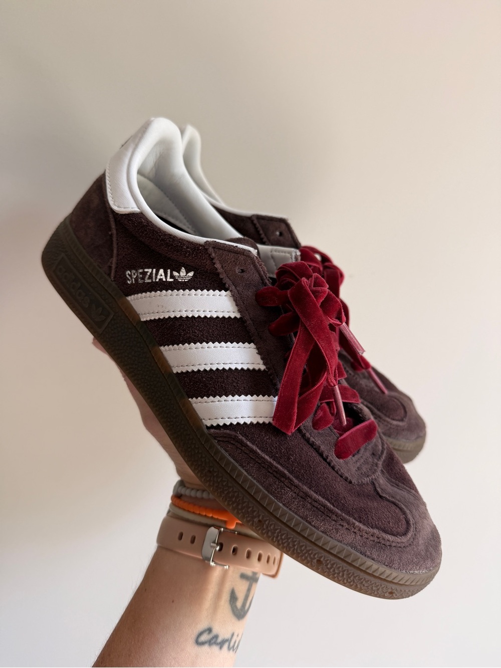 Adidas Spezial Men's Suede Sneakers in Dark Brown with White Stripes